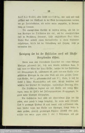 Reinigung der bei der Destillation zuerst mit Wasser übergehenden Essenz