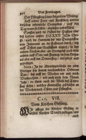 Cap. VIII. Vom Kirchen Gesang.