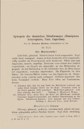 Synopsis der deutschen Blindwanzen (Hemiptera heteroptera, Fam. Capsidae). III. Teil.