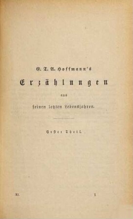 E. T. A. Hoffmann's gesammelte Schriften, 11. Erzählungen ; 1