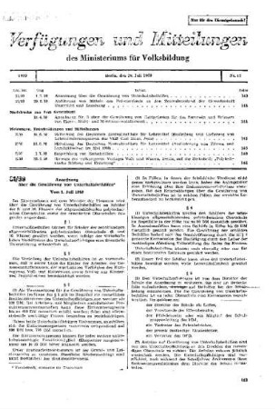 Anordnung über die Gewährung von Unterhaltsbeihilfen : 31/59 vom 1. Juli 1959