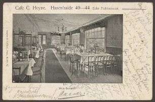 Ansichtskarte "Wein-Terrasse" Café Heyne, Hasenheide 40-44