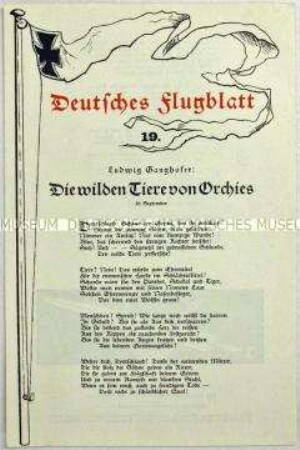 Flugblatt mit einem patriotischen Gedicht von Ludwig Ganghofer