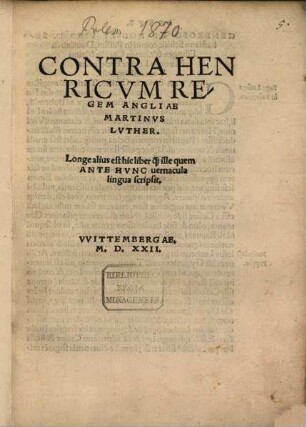 Contra Henricvm, regem Angliae