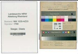 Entnazifizierung Gisela Seeger , geb. 16.09.1921 (Kontoristin)