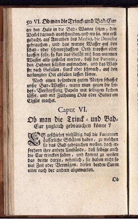 Caput VI. Ob man die Trinck- und Bad-Cur zugeich gebrauchen könne?