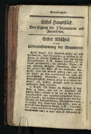 Erstes Hauptstueck: Von der Fuegung der Nennwoerter und Fuerwoerter