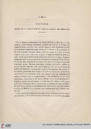 Victoire: bronze de la collection de Janzé au Cabinet de Médailles