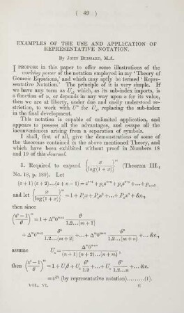 Examples of the use and application of representative notation.