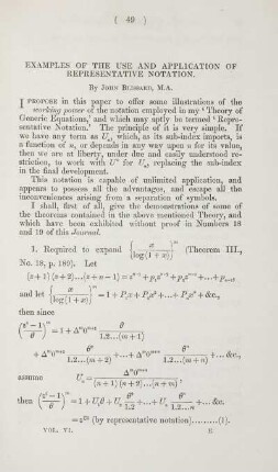 Examples of the use and application of representative notation.