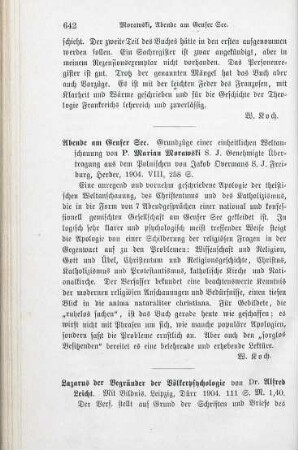 642-643 [Rezension] Leicht, Alfred, Lazarus der Begründer der Völkerpsychologie