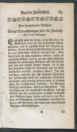 Der funfzehende Abschnit. Einige Betrachtungen über die Zärtlichkeit in der Religion