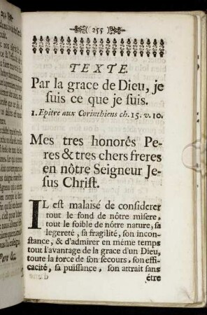 Texte. Par la grace de Dieu, je suis ce que je suis.