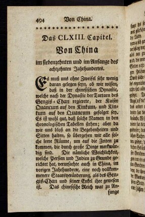 494, Dsa CLXIII. Capitel. Von China im siebenzehnten und Anfange des achtzehnten Jahrhundertes.
