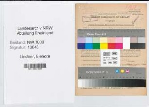 Entnazifizierung Elenore Lindner, geb. 16.08.1921 (Postangest.)