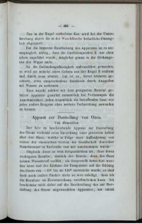 Apparat zur Darstellung von Ozon.