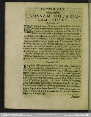 Sectio VIII. adumbrabit Caussam Notariorum Finalem