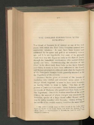The English Connection with Sumatra.