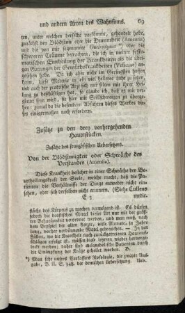Zusätze zu den drey vorhergehenden Hauptstücken.