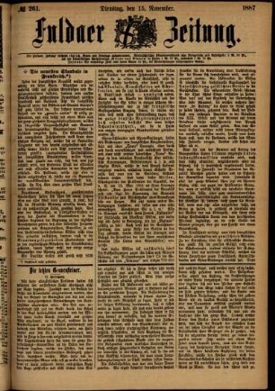 Ausgabe vom Dienstag, den 15. November 1887.