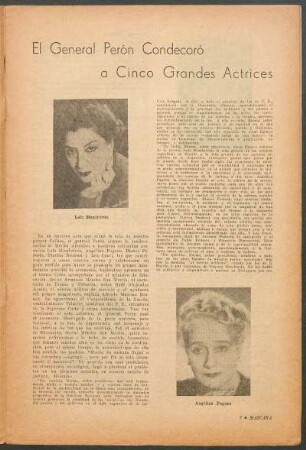 El general Perón condecoró a cinco grandes actrices
