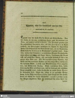 XXV. Egypten, oder die Landschaft um den Nil
