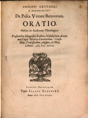De prisca virtute Batavorum oratio