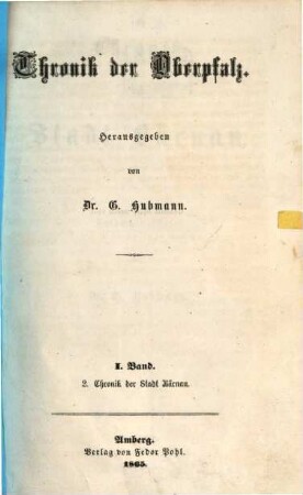 Chronik der Oberpfalz, 1,2. Chronik der Stadt Bärnau