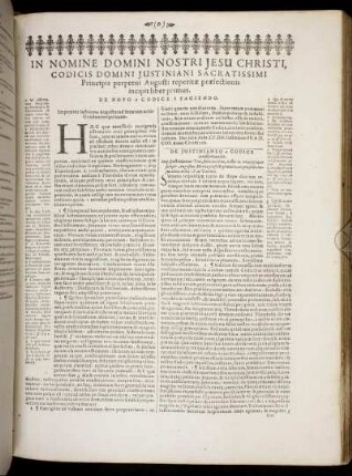 In Nomine Domini Nostri Jesu Christi, Codicis Domini Justiniani Sacratissimi Principis perpetui Augusti repetitæ prælectionis [...]