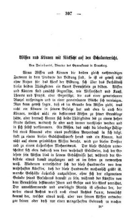 Wissen und Können mit Rücksicht auf den Schulunterricht