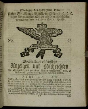 No. 28. Montags, den 12ten Julii, 1751.