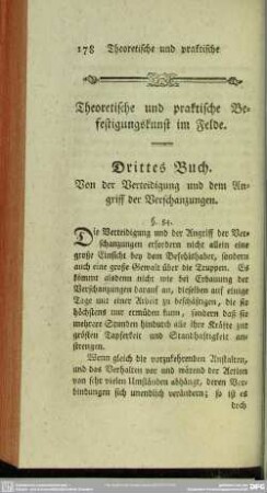 Drittes Buch. Von der Verteidigung und dem Angriff der Verschanzungen