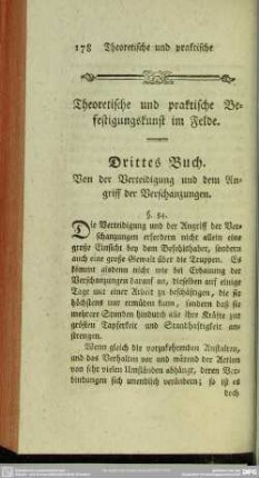Drittes Buch. Von der Verteidigung und dem Angriff der Verschanzungen