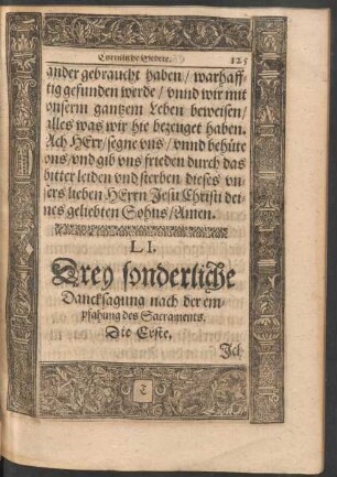 LI. Drey sonderliche Dancksagung nach der empfahung des Sacraments. - LXV.
