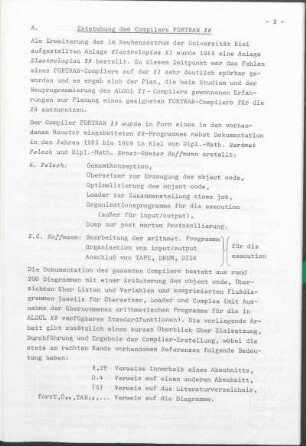 A. Entstehung des Compilers FORTRAN X8
