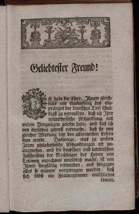 Geliebtester Freund!