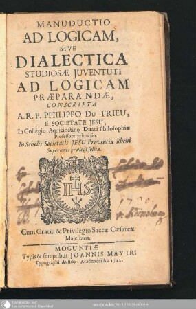 Manuductio Ad Logicam, Sive Dialectica Studiosae Juventuti Ad Logicam Praeparandae