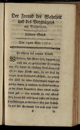 Zehntes Stück. Den 14ten May 1773.