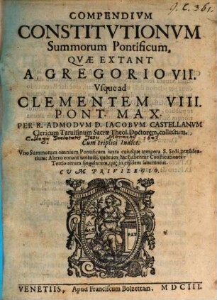 Compendium constitutionum Sumorum Pontificum