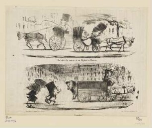 Un cab à la course et un mylord à l’heure, aus: "Les Délices de Paris", in: "Le Charivari", Paris 1853