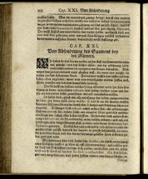 CAP. XXI. Von Absonderung des Saamens bey den Männern.