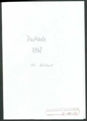 Hartlaub, [Gustav] Kunsthalle Mannheim, Schriftwechsel mit Wichert