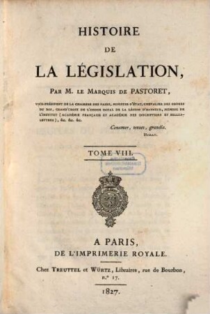 Histoire de la législation, 8