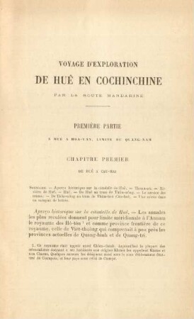 Chapitre premier. De Huè a Cau-Hai