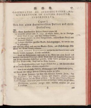 Caput I. Von der alten Hannöverschen Policey und ihrer Verfassung