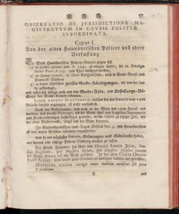 Caput I. Von der alten Hannöverschen Policey und ihrer Verfassung