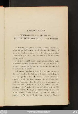 Genéralites Sur Le Sahara, Sa Structure, Son Climat, Ses Limites