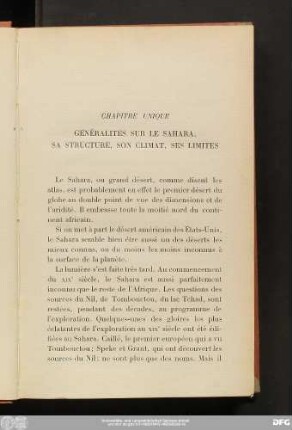 Genéralites Sur Le Sahara, Sa Structure, Son Climat, Ses Limites