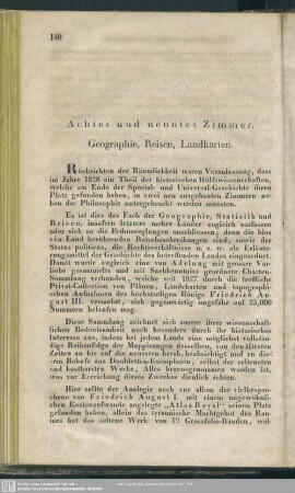 VIII. und IX. Zimmer - Geographie, Reisen, Landkarten