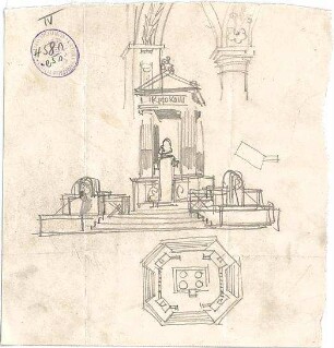 Pfann, Paul; Aschaffenburg; Ludwigsbrunnen - Grundriss, Ansicht